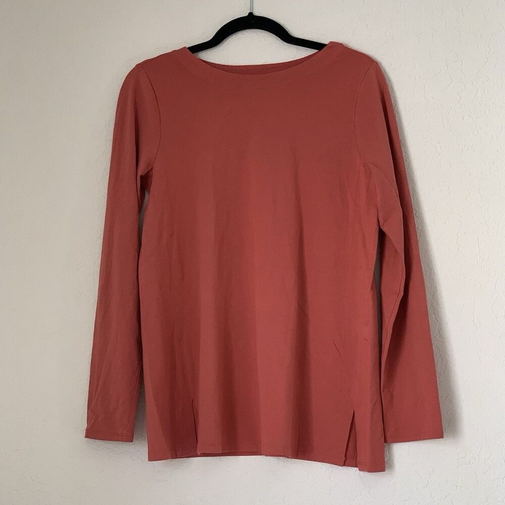 J Jill‎ Luxe Supima Forward-Seam Tunic Top Women S Petite Long Sleeve Stretch